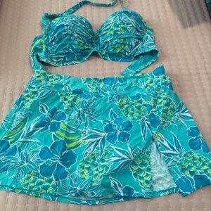 💕BLEU ROD BEATTIE💕 Escape To The Beach Bikini Top (36D) & Skirted Bottom (12)